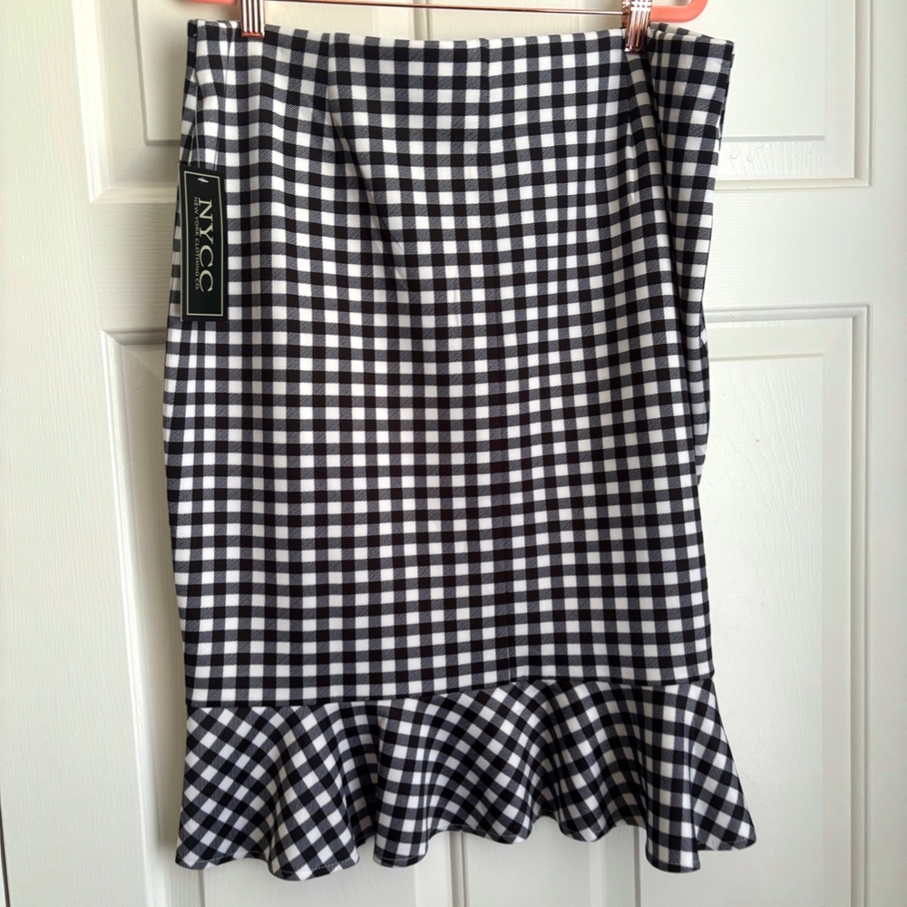 NWT Vintage-Style Black and White Gingham Skirt